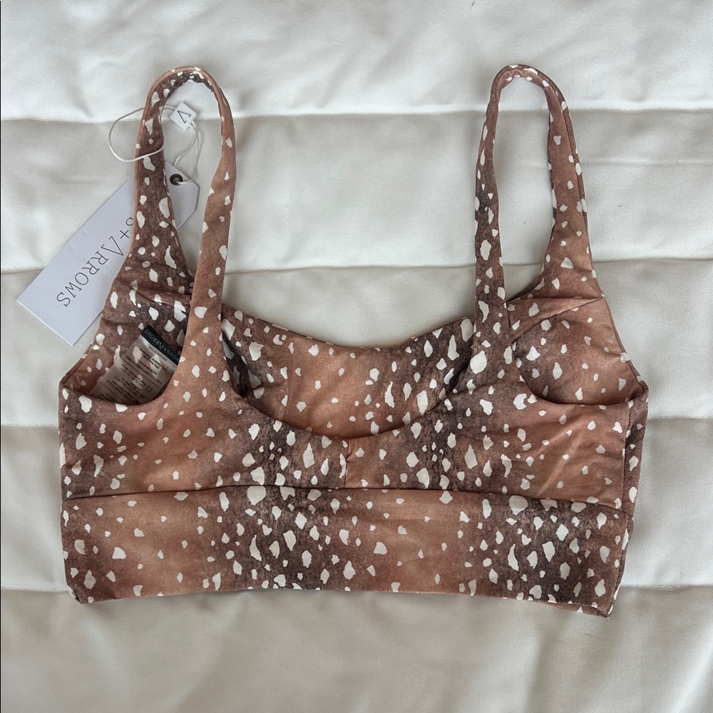 Boys + Arrows Bikini Top – Brown Speckled / Fawn Print/Bambi - Picture 3 of 4